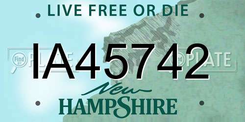 IA45742 New Hampshire License Plate