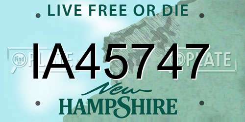 IA45747 New Hampshire License Plate