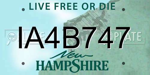 IA4B747 New Hampshire License Plate
