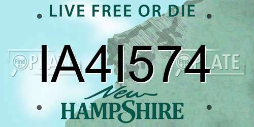 IA4I574 New Hampshire License Plate