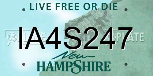 IA4S247 New Hampshire License Plate