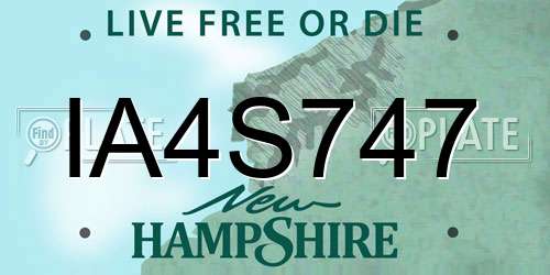 IA4S747 New Hampshire License Plate