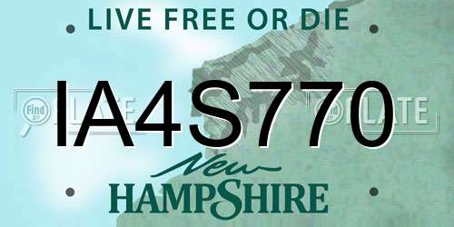 IA4S770 New Hampshire License Plate