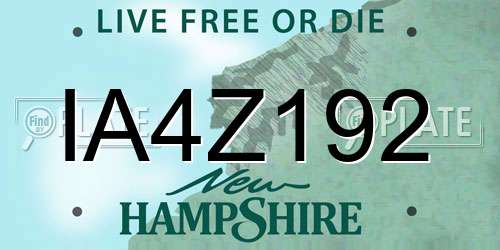IA4Z192 New Hampshire License Plate
