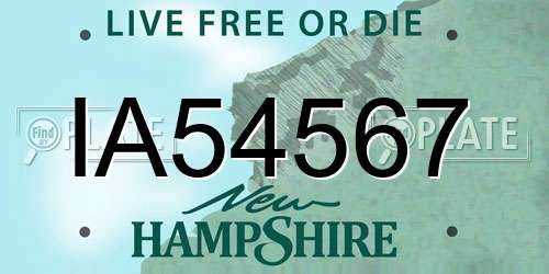 IA54567 New Hampshire License Plate