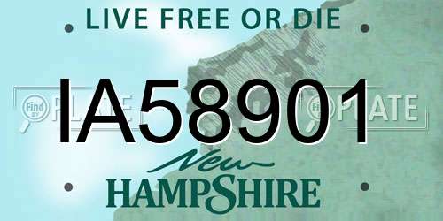 IA58901 New Hampshire License Plate