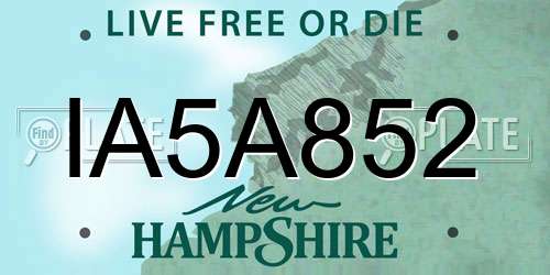 IA5A852 New Hampshire License Plate