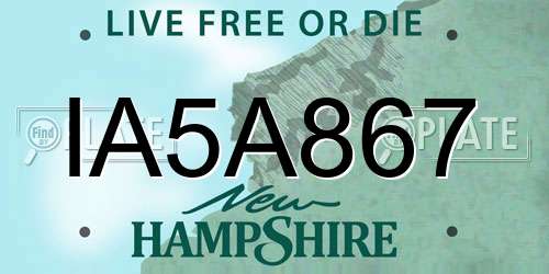 IA5A867 New Hampshire License Plate