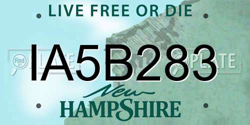 IA5B283 New Hampshire License Plate