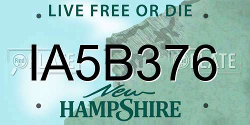 IA5B376 New Hampshire License Plate