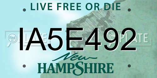 IA5E492 New Hampshire License Plate