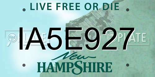 IA5E927 New Hampshire License Plate