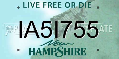 IA5I755 New Hampshire License Plate