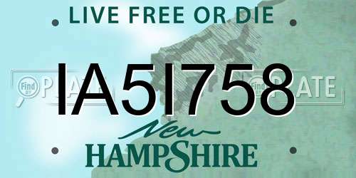 IA5I758 New Hampshire License Plate