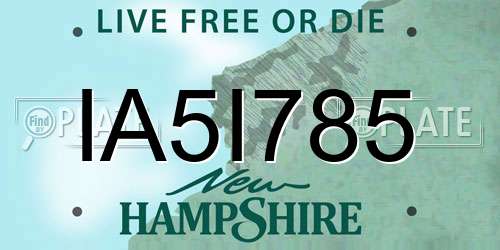 IA5I785 New Hampshire License Plate