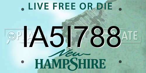 IA5I788 New Hampshire License Plate