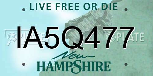 IA5Q477 New Hampshire License Plate