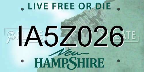 IA5Z026 New Hampshire License Plate