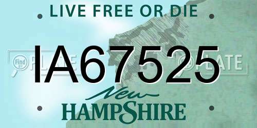 IA67525 New Hampshire License Plate