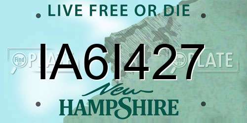 IA6I427 New Hampshire License Plate