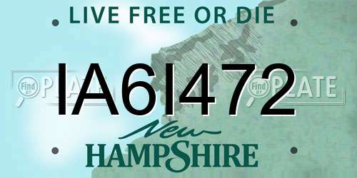 IA6I472 New Hampshire License Plate