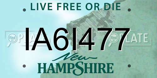 IA6I477 New Hampshire License Plate
