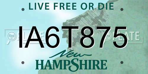 IA6T875 New Hampshire License Plate