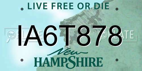 IA6T878 New Hampshire License Plate