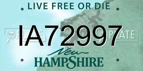 IA72997 New Hampshire License Plate