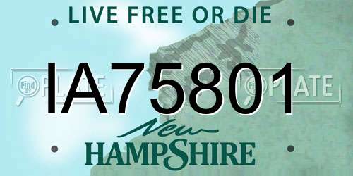 IA75801 New Hampshire License Plate