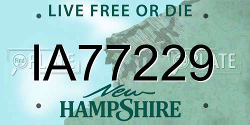 IA77229 New Hampshire License Plate