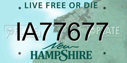 IA77677 New Hampshire License Plate