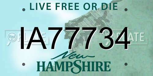 IA77734 New Hampshire License Plate