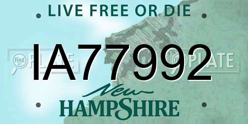 IA77992 New Hampshire License Plate