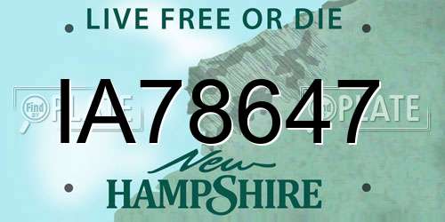 IA78647 New Hampshire License Plate