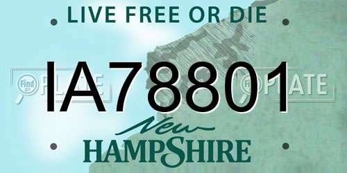 IA78801 New Hampshire License Plate