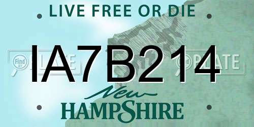 IA7B214 New Hampshire License Plate