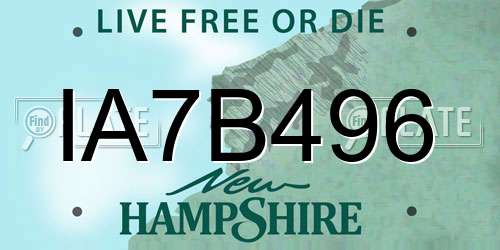 IA7B496 New Hampshire License Plate