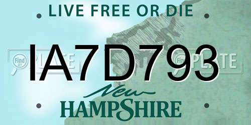 IA7D793 New Hampshire License Plate