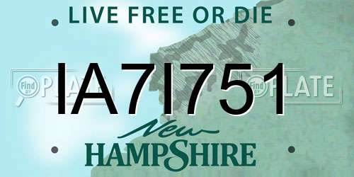 IA7I751 New Hampshire License Plate