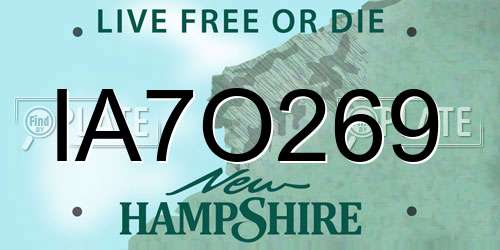 IA7O269 New Hampshire License Plate