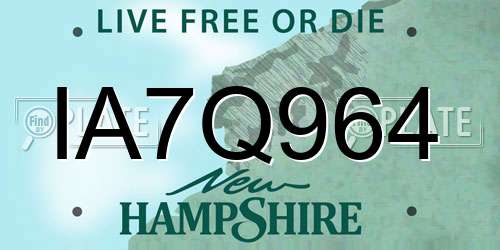 IA7Q964 New Hampshire License Plate
