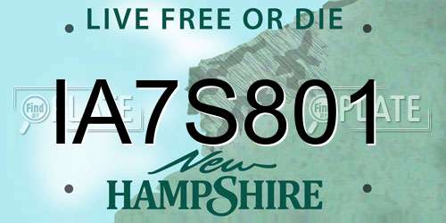 IA7S801 New Hampshire License Plate