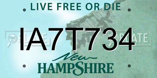 IA7T734 New Hampshire License Plate