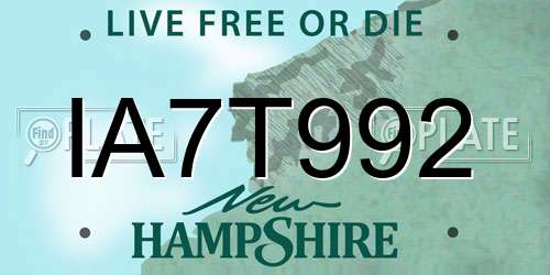 IA7T992 New Hampshire License Plate