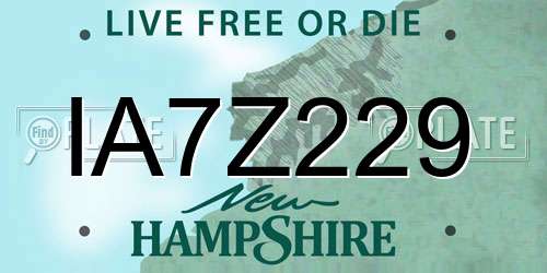 IA7Z229 New Hampshire License Plate