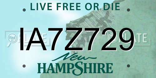 IA7Z729 New Hampshire License Plate