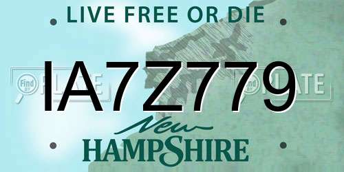 IA7Z779 New Hampshire License Plate