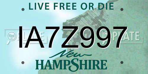 IA7Z997 New Hampshire License Plate