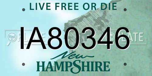 IA80346 New Hampshire License Plate